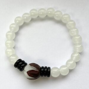 Ink-Stained White Lotus: White quartz bracelet